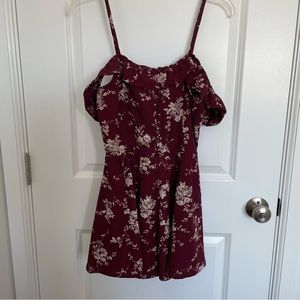 Maroon Floral Jumpsuit Romper